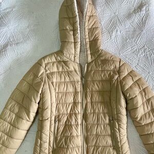 Women's Reversible Puffer Quilted Cream Tan Quilted Jacket